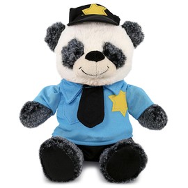 DolliBu Sitting Panda Police Officer Plush Toy - Super Soft Sitting Panda Cop Stuffed Animal Dress Up with Cute Cop Uniform and Cap Outfit Gift for Law Enforcement - 9 Inches