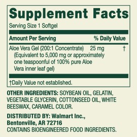 Spring Valley Aloe Vera Gel Dietary Supplement for Digestive Health, 50 Softgels