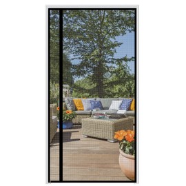 wohomzy Magnetic Screen Door Fits Door Size 38" x 83", Screen Size 40" x 84", Reversible Left Right Side Opening,Top Middle Anti-Tearing Mesh Net Curtain with Magnet,Black