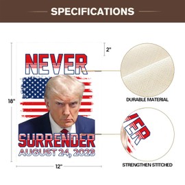 Homiguar Trump 2024 Flag, 3 Ply - Double Sided, 12x18 Inches, Take America Back, Never Surrender Flags, Durable & Vivid Color (NS-Vertical)
