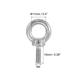 PATIKIL M4 x 10mm Lifting Shoulder Eye Bolt, 8Pcs 304 Stainless Steel Lifting Ring Threaded Eyebolt with Nuts Washers for Hanging Hammocks Articles