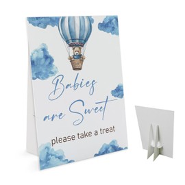 Babies Are Sweet Please Take A Treat Sign(8 x 11 Inch Table Sign with Holder), Blue Bear Theme, Baby Shower Decoration Sign, Baby Showe Favor Sign-BSLP15