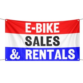 E-bike Sales & Rentals Business Advertisement Banner - 3x5 ft High-Durability Polyester Fade-Resistant, Weatherproof Outdoor/Indoor Flag