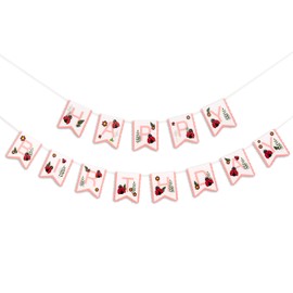 ZAIBIANHAO Ladybug Happy Birthday Banner - Ladybird Theme Birthday Decoration for Boys And Girls,Wildflower Garland Party Supplies Photo Props