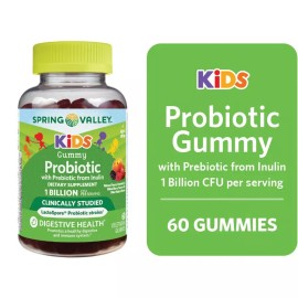 Spring Valley Kids Inulin Probiotic Supplement Vegetarian Gummies Assorted 60 ct