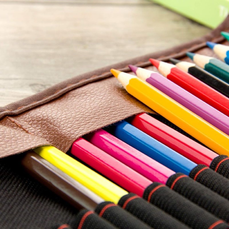 BE-TOOL Canvas Pencil Wrap Case, 72 Slots Portable Pencil Roll