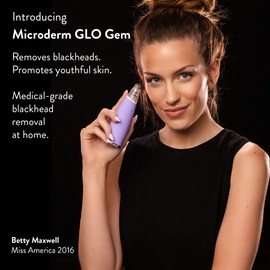 Microderm GLO GEM Diamond Microdermabrasion & Suction Tool Best Pore Vacuum #1 Advanced Collagen Production Facial Treatment for Clear Skin (Purple)