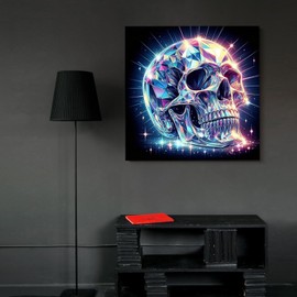 5D Diamond Painting Kits for Adults Beginners, Shiny Skull Diamond Art, DIY Full Round Drill Diamond Dot Gem Art Kits for Adults, Home Wall Decor 13.78x13.78 Inch