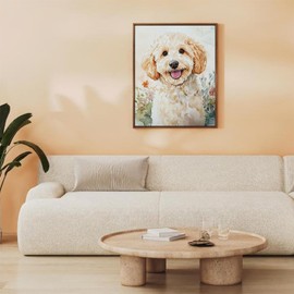 Goldendoodle Dog Paint by Number for Adults DIY Acrylic Paint by Numbers Kits on Canvas Among Flowers Paintworks Artwork for Beginner Without Frame, 16" W x 20" L