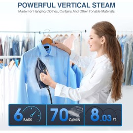 1800W Steam Iron for Clothes with Digital Display Steam Station, 1.5L Water Tank Ceramic Soleplate, Anti-Drip, Self-Clean, 3-way Auto Shut-Off System for Various Fabrics for Home Steamer