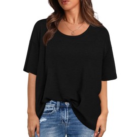 Plus Size Tops for Women Black Shirts Oversized Tshirts 4XL Summer Tops 2025