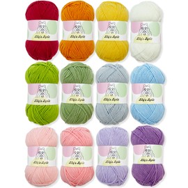 Lily's Lyric Vibrant Yarn 12-Pack of 50g/1.8oz | 120m/130yd | #2 Fine (Sport) | Yarn for Crocheting and Knitting