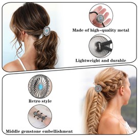 Ouligay 6PCS Pony Tail Holders No Pull Ponytail Holder Womens Hair Ties Vintage Turquoise Elastic Hair Bands, Western Style Boho Hair Accessories for Women Girls