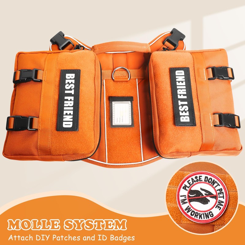 MOOGROU Dog Backpack Harness and Leash Set for Large Dogs