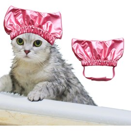 Pet Supplies Cat and Dogs Bathing Waterproof Cap,Pet Shower Caps, Waterproof Adjustable Long Rubber Band Pet Dog Earmuffs for Washing Cat, Gift for Dog, Gift Idea for Pet Lover (Medium, Silver)