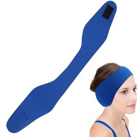 Swimming Headband,Adjustable Waterproof Ears Band Swimmer Ears Protection,Elastic Neoprene Ear Guard for Swimmers Ear,Keep Water Out and Hold Earplugs in (Blue, M)