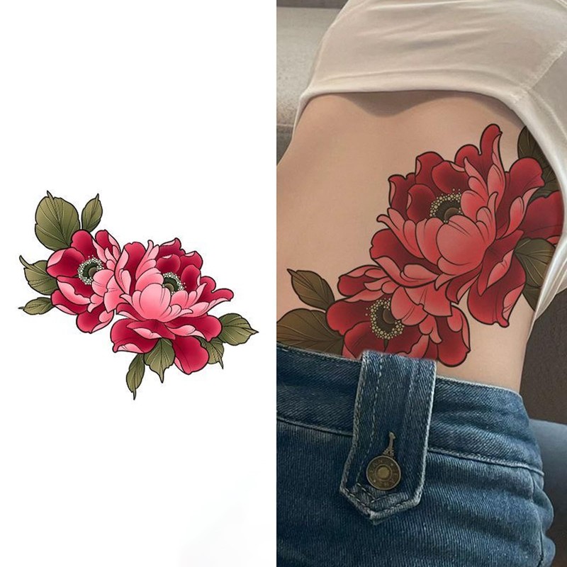 Nirbffo Phoenix Großvogel-Transfer-Tattoos Phönixblume Bein wasserdicht Arm Hand Temporäre Aufkleber