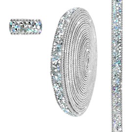GUGANEL 6 Yards Self Adhesive AB Resin Rhinestone Ribbon Crystal Strips, Bling Resin Rhinestones Ribbon Diamond Sticker for DIY Crafts,Wedding,Christmas Party,Birthday(AB)
