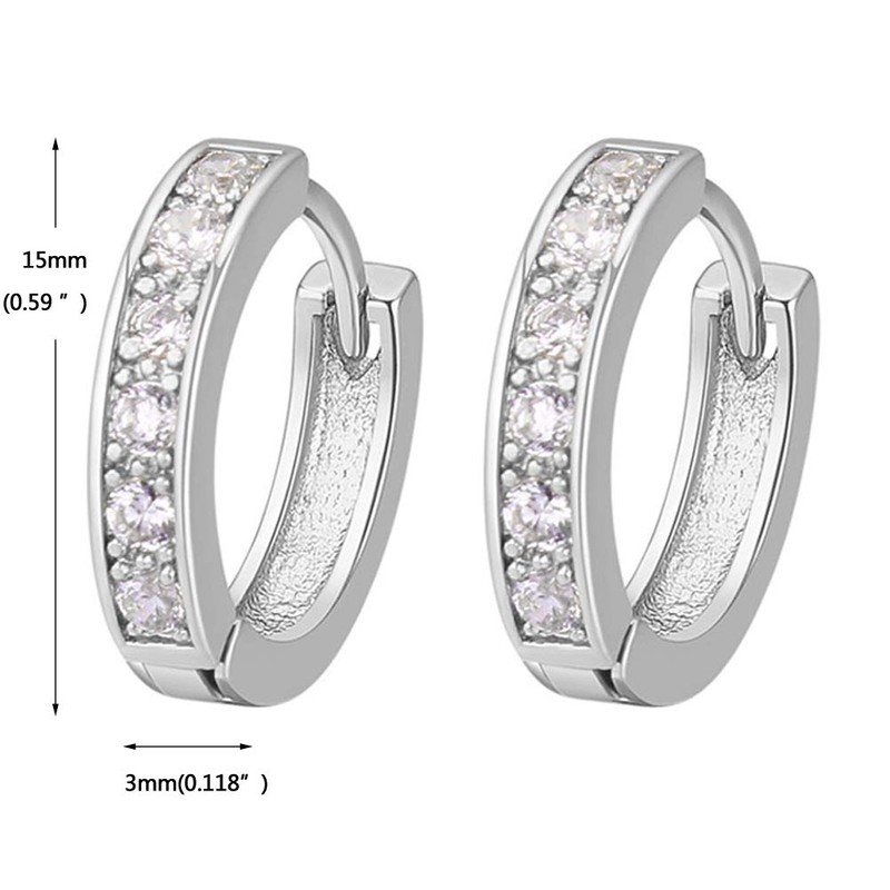 18K Oro Blanco Chapado Aretes con Diamante con Zirconia Cúbica,