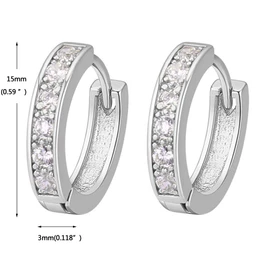 18K Oro Blanco Chapado Aretes con Diamante con Zirconia Cúbica, Pendientes de Aro, Hoop Earrings para Mujeres (Plata)