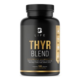 Thyr Blend 180 Cpsulas. Ingredientes naturales L-Tirosina, Cobre, Selenio, Yodo, Levadura de Arroz Rojo y B12. Thyro Blend B Life.                    