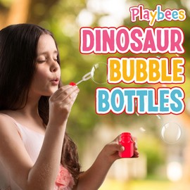 Playbees Dinosaur Bubbles Bottles Assorted Dinosaur Party Favor Bubbles with Wands for Kids Birthday Parties, Fun Party Goodie Bag Stuffer Toy for Kids Boys Girls Age 3 4 5 6 7 8 (12 Pack)