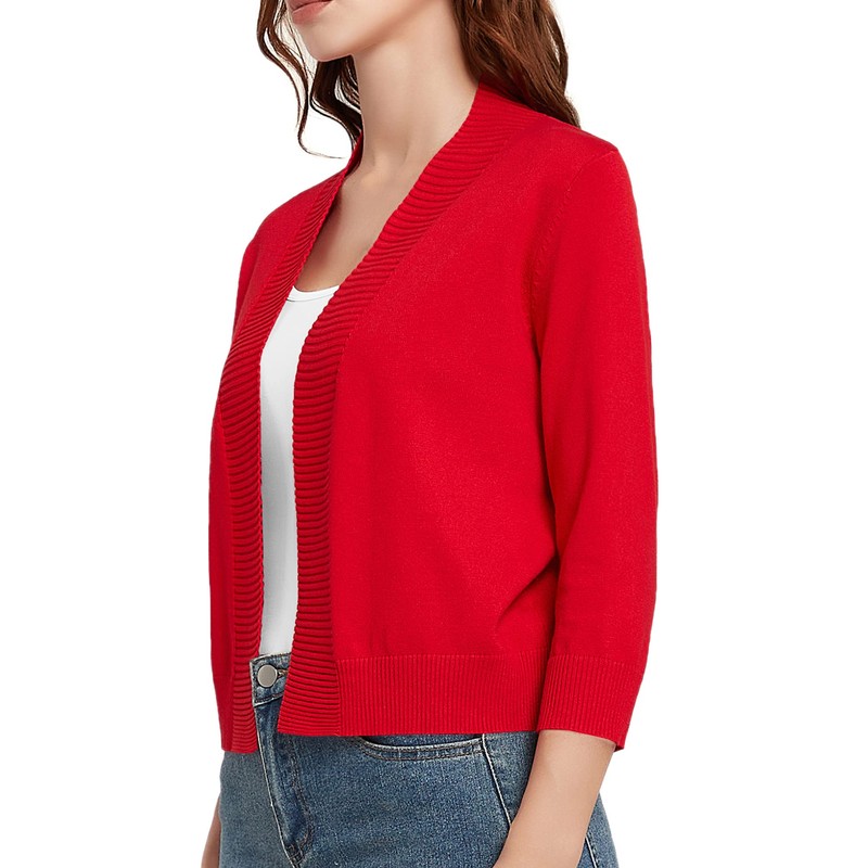 Urban CoCo Women's 3/4 Sleeve Lightweight Open Front Knit Sweater