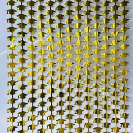 OQOQ 2025 Graduation Decorations Tinsel Backdrop(4 Pcs)- 3.3x6.6 Ft Black and Gold Streamers Finge Curtains for School College University Class Photo Booth Props Birthday Party Supplies