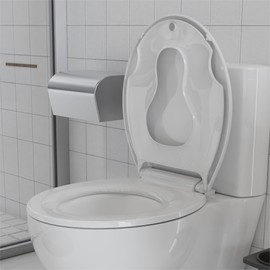 Potty Training Seat Built-In Toilet Seat, Round Toilet Seat 17 Inch with Baby Seat, 2 In 1 Soft Close Quiet No Slapping, Magnetic Absorption, Easy Installation for Bottom Fixing Toilet