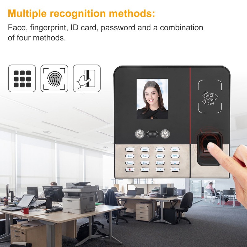 2.8in TCP/IP Time Attendance Face Fingerprint Password ID Card Recognition