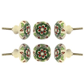 TRINCA-FERRO Set of 6 Ceramic Decorative Escorial Knob Kitchen Cabinet Cupboard Door Dresser Wardrobe and Drawer Pull for Bahtroom | Bedroom | Office | Kitchen