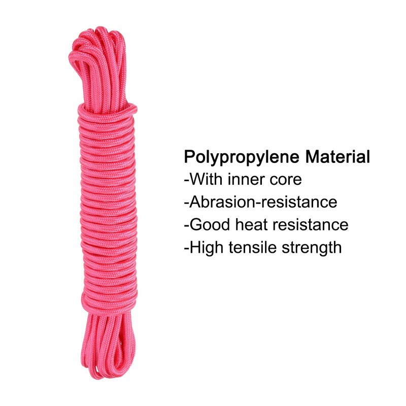QUARKZMAN Polypropylen-Seilgeflecht 10M/33ft 3/8" Pink für den Innen- und Außenbereich