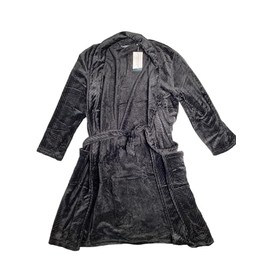 Perry Ellis Mens Herringbone Textured Fleece Robe Peacoat Blue