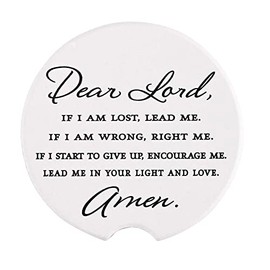 Dicksons CC-28 Dear Lord If I Am Lost Lead Me Amen Classic White 2.5 Inch Absorbent Ceramic Car Coasters Set of 2