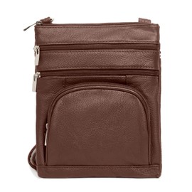 TOVOSO Crossbody Bag for Women, Genuine Leather Multi-Pocket Purse with Adjustable Strap, RFID Protection, Built-In Wallet, XXL, Brown