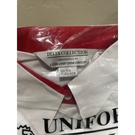 VTG 90s Delta Airlines Sz 16w Lion Uniform Group White & Red Dress Shirt Uniform