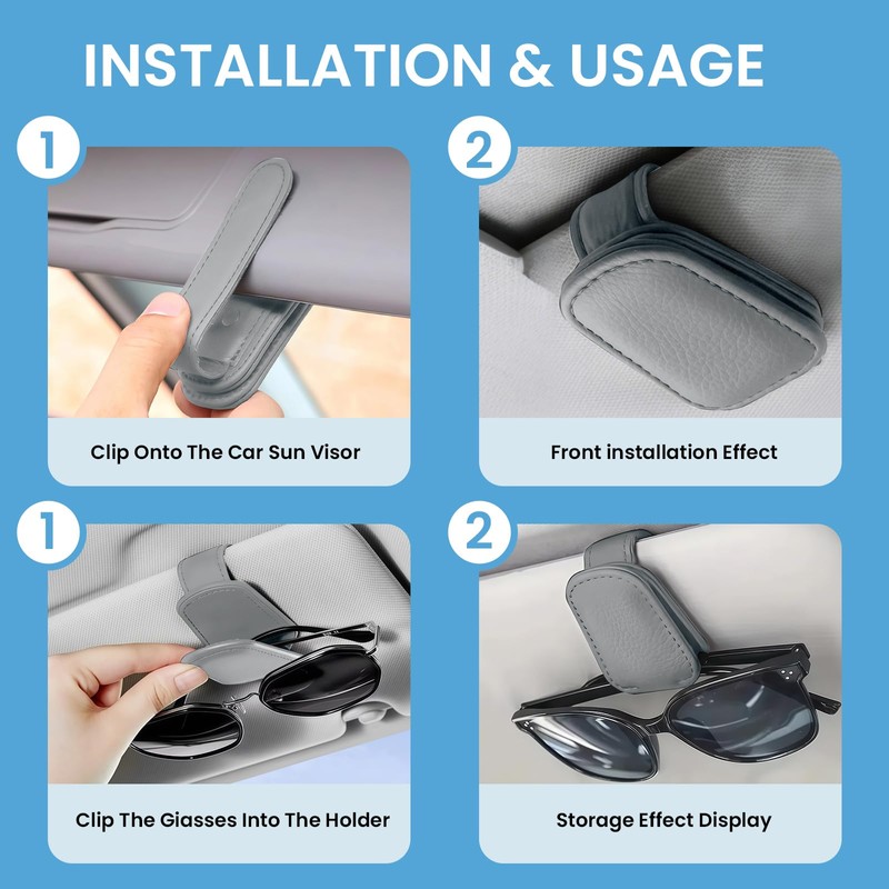 halercay Pack of 2 Glasses Holders for Car Sun Visor,