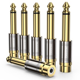 MOSWAG 6.35mm to RCA Female Adapter, RCA to 1/4 Inch Audio Adapter, 6.35mm Mono Plug Male to RCA Female Connectors Compatible with Home Theater Equipment, Guitar, Headphones, Instruments 6 Pack