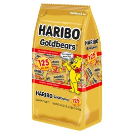 Haribo Goldbears Gummi Candy, Mini Bags, 0.4 Oz, 125-Count