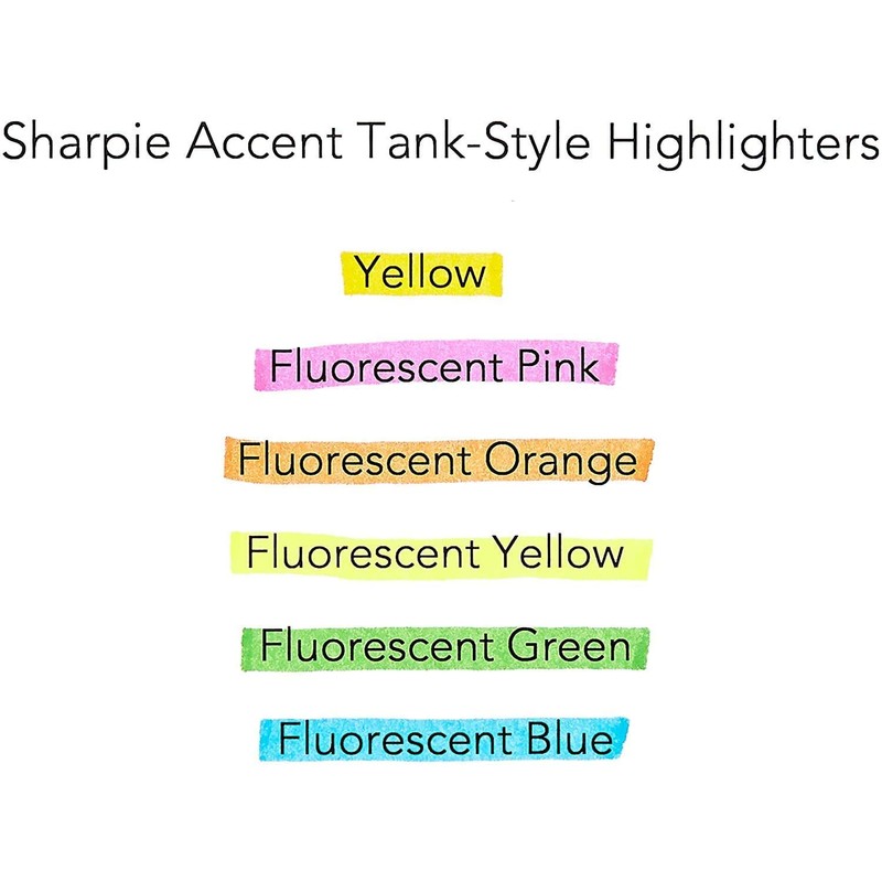 Sharpie Tank Highlighters, Chisel Tip, Assorted Fluorescent, 20 Count (25018)