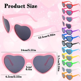 RUIJIE Heart Party Glasses, 12 Pairs Hippie Sunglasses, Magic Colours Party Glasses, Funny Party Glasses, Heart Shaped Costume Glasses for Children, Men, Women, 60s, 70s, 80s, 90s Birthday Party