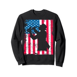 Saxophone Player Vintage US Flag Jazz Music Artwork July 4th Sweatshirt