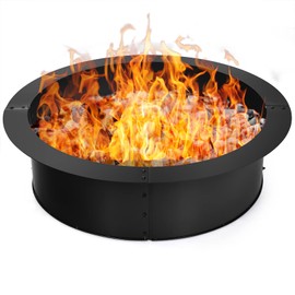 Tangkula Fire Pit Ring, 36-Inch Outer/30-Inch Inner Diameter Outdoor Round Metal Fire Pit Liner, Heavy Duty Thick DIY Campfire Ring Above or In-Ground for Backyard, Patio, Camping