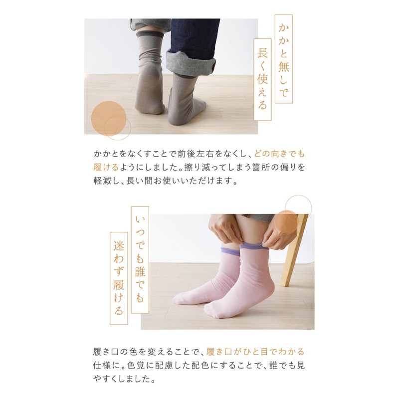 [Unicks] 薄手 かかとなし サイズフリー 靴下 迷わず履ける 薄手の靴下 綿 筒状 7840