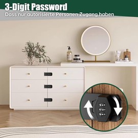 Door Bolt Lockable 4 Inch Hasp Combination Lock, Sliding Door Lock Door Lock Cabinet Lock, Black Metal Door Bolt for Small Doors, Cabinets, Barn Door, Outdoor, Garage, Garden