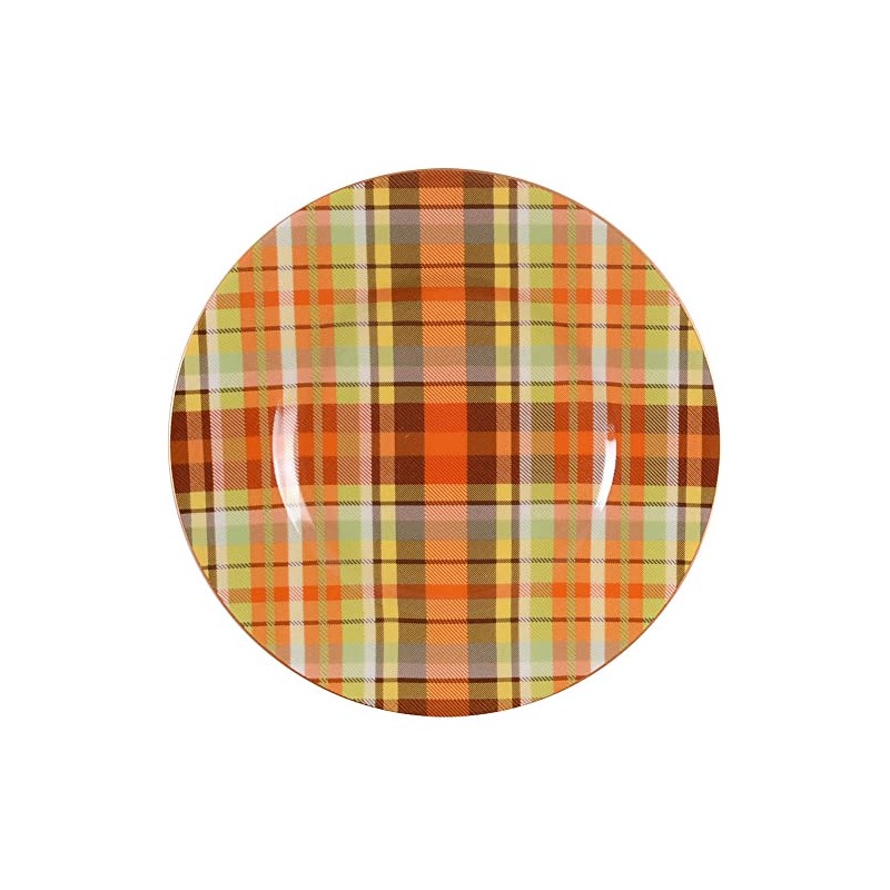 Pier 1 Harvest Plaid Salad Plate, Spice