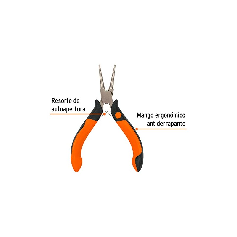 Truper PM-PR4, Pinza de punta redonda 5, mango comfort grip