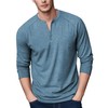 Long Sleeve Henley Shirts for Men(Heather Slate Blue,XL)