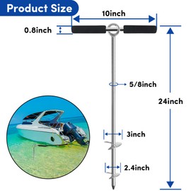 Sand Anchor for Boat 24", 316 Stainless Steel Beach Anchor Boat Sand Anchor with Bungee Dock Line to Hold Watercraft Secure, Jet Skis,Kayak,PWC ect.Apply to the Sandbar Anchor or Shallow Water Anchor