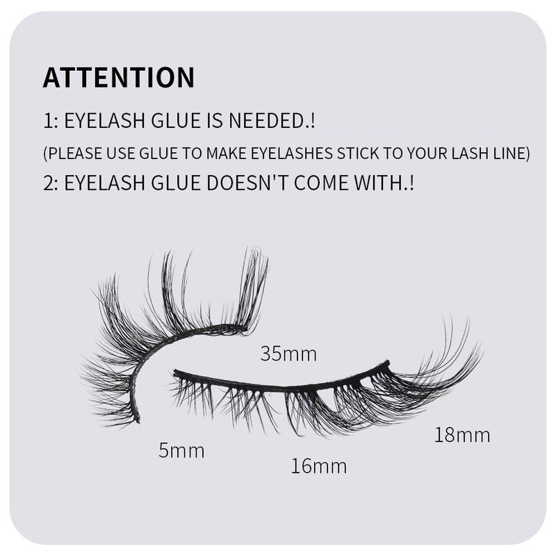 AKARA Natural Eyelashes, 7 Pairs, 3D False Eyelashes, Fake Lashes,